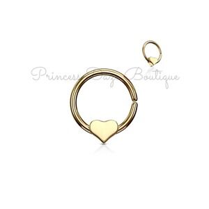 Gold Heart Hoop Septum Body Jewelry Daith Helix Cartilage Piercing